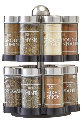 Puro Revolving Spice Rack with 16 Spices and Herbs