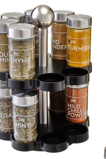 Puro Revolving Spice Rack with 16 Spices and Herbs