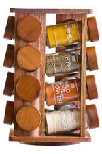 Puro Acacia Wood Revolving Spice Rack with 16 Jars