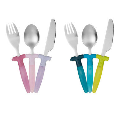 Kai Childrens 3 Piece Blue and Yellow Cutlery Set