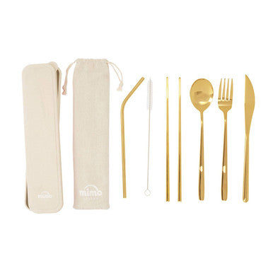 Mimo 6 Piece Gold Travel Cutlery Set With Case