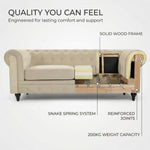 Canapé Chesterfield en velours crème