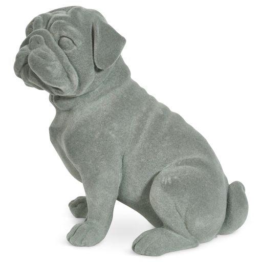 Pug Figurine - Grey Velvet - Sitting-5010792476537-Bargainia.com