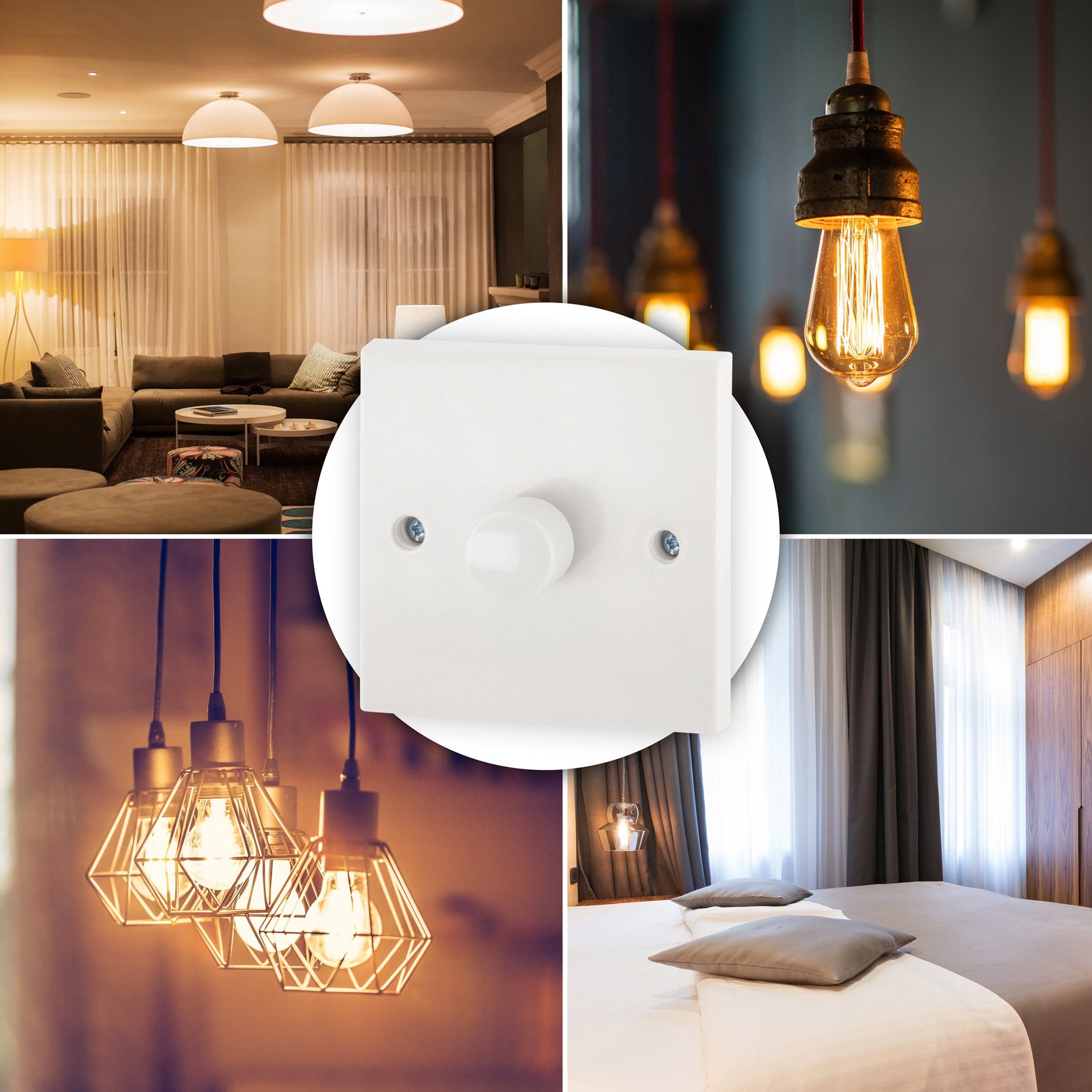 1 Gang 1 Way Dimmer Switch 400W - White - Bargainia.com - 