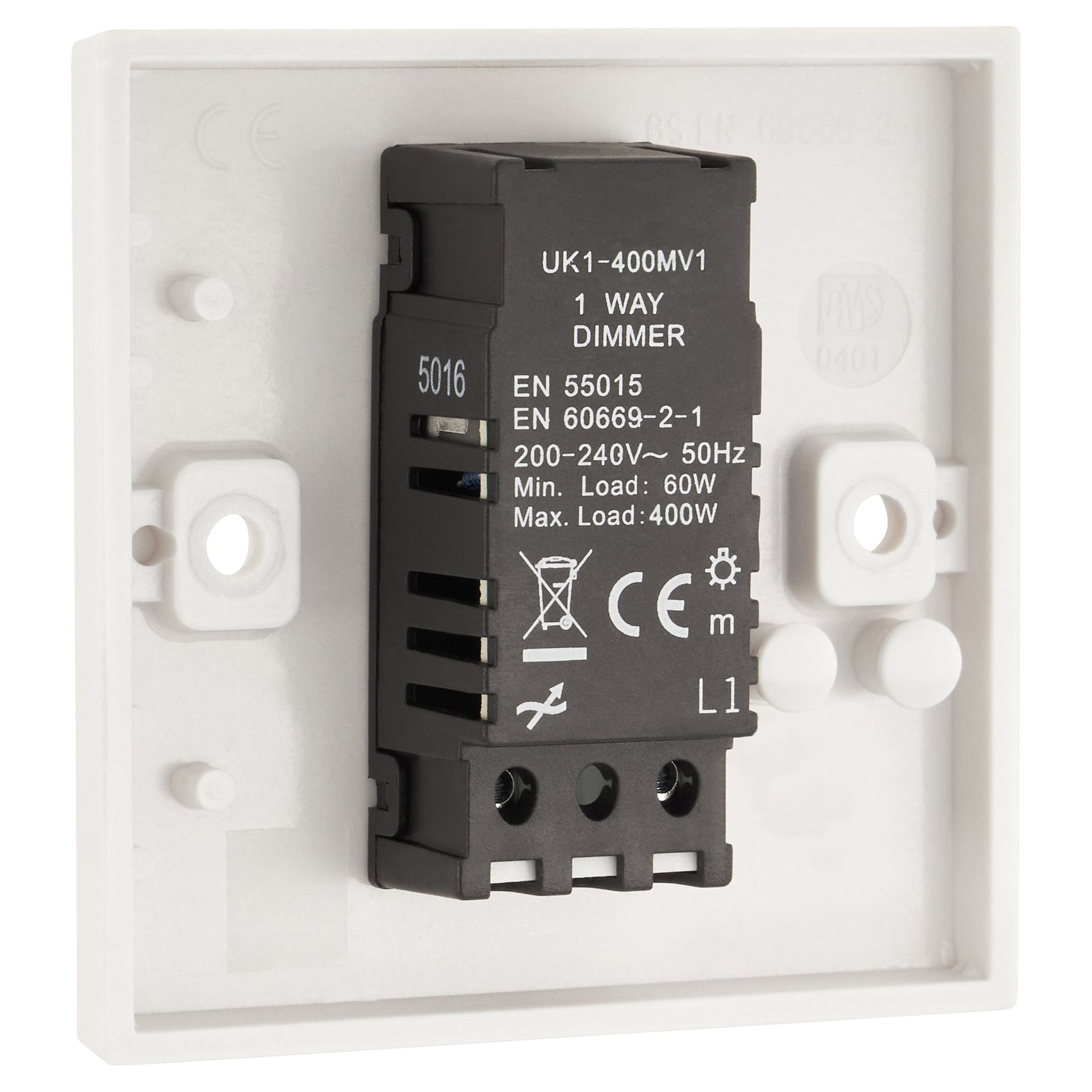 1 Gang 1 Way Dimmer Switch 400W - White - Bargainia.com - 