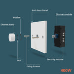 1 Gang 1 Way Dimmer Switch 400W - White - Bargainia.com - 