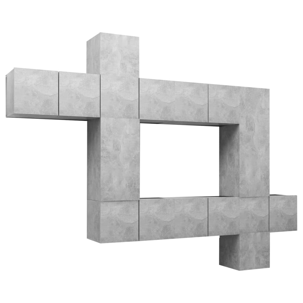 10 Piece TV Cabinet Set Concrete Grey Engineered Wood - Bargainia.com - 8720286574508 - 3079157