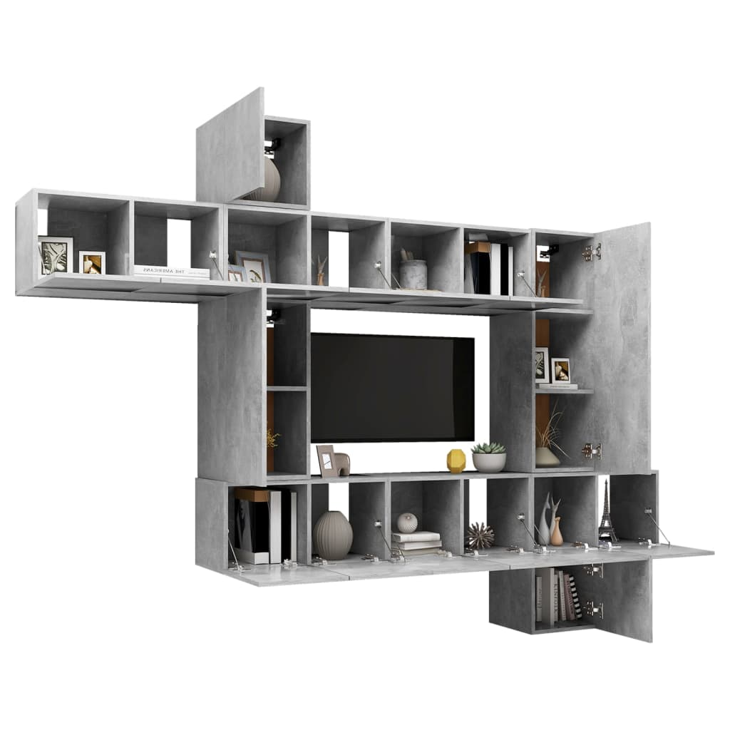 10 Piece TV Cabinet Set Concrete Grey Engineered Wood - Bargainia.com - 8720286574508 - 3079157