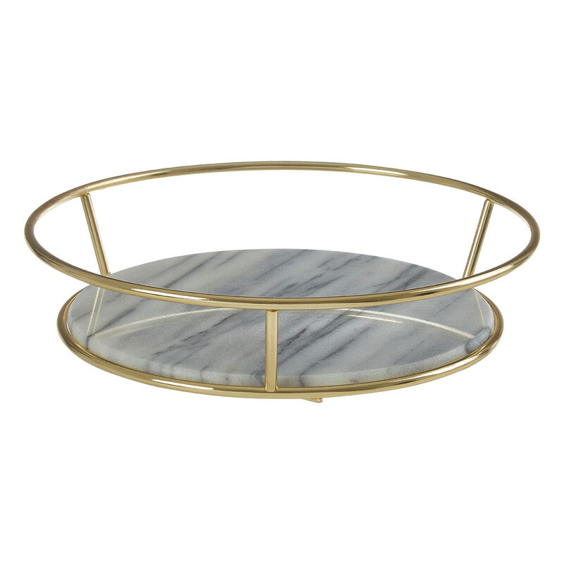 Delphine White Marble And Brass Finish Fruit Basket