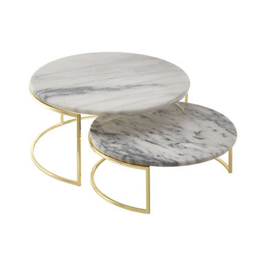 Delphine Set Of 2 White Marble Cake Stands