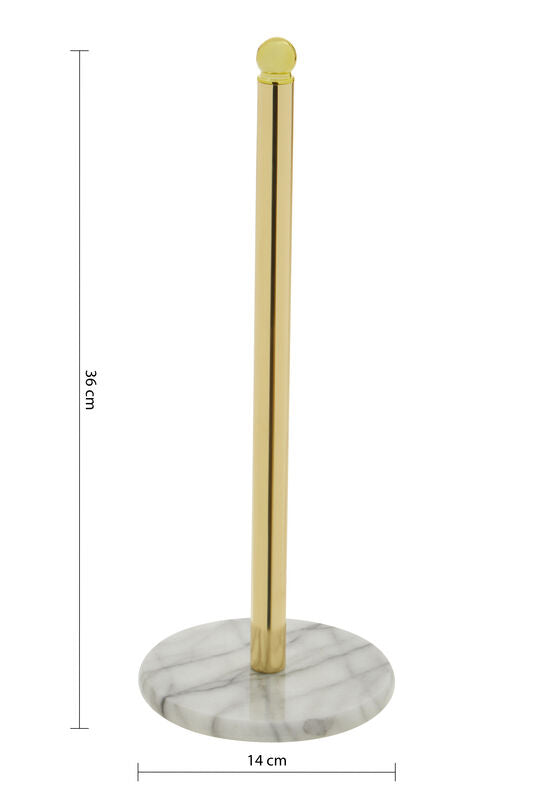 Delphine Gold Kitchen Roll Holder With Marble Base