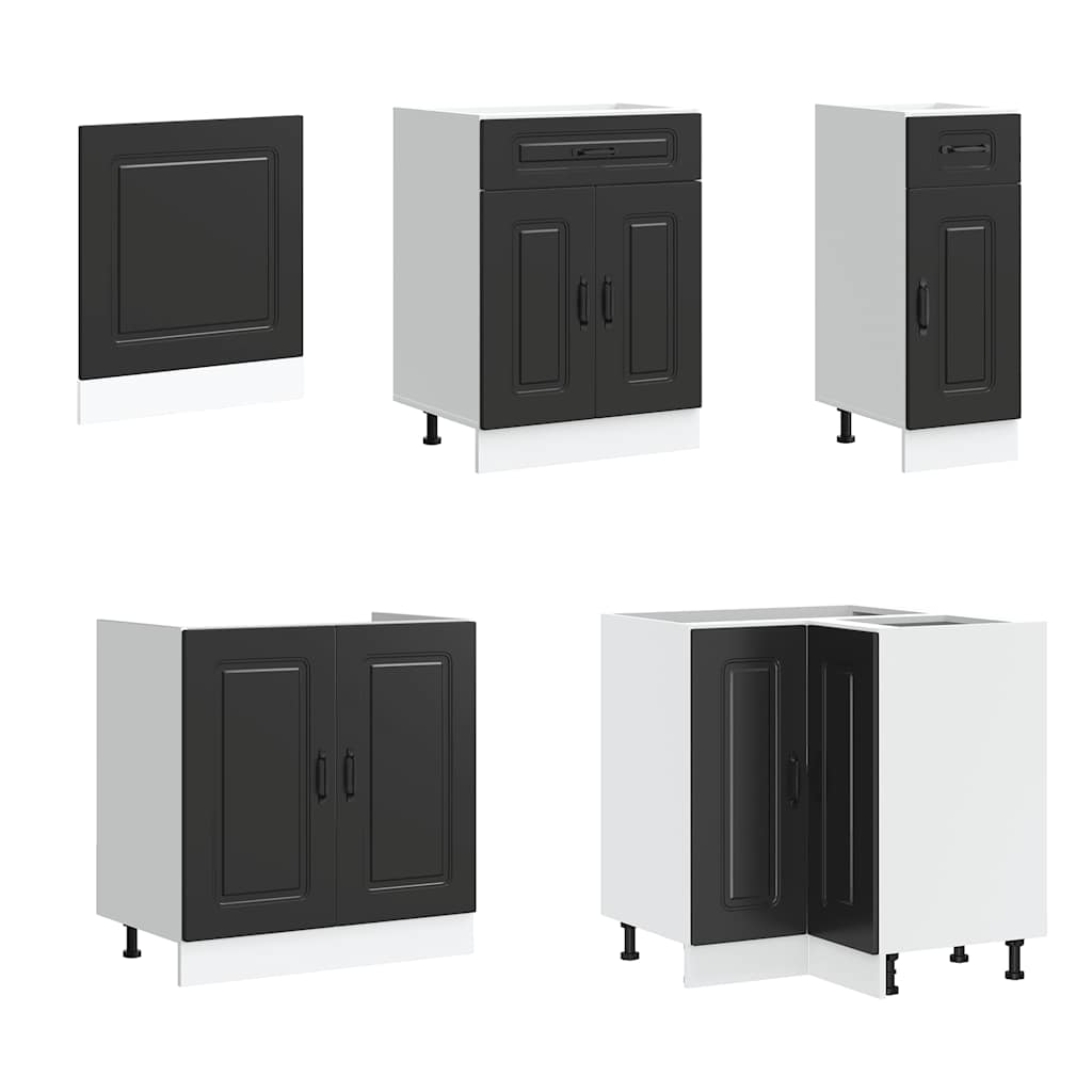 11 Piece Kitchen Cabinet Set Kalmar Black Engineered Wood - Bargainia.com - 
