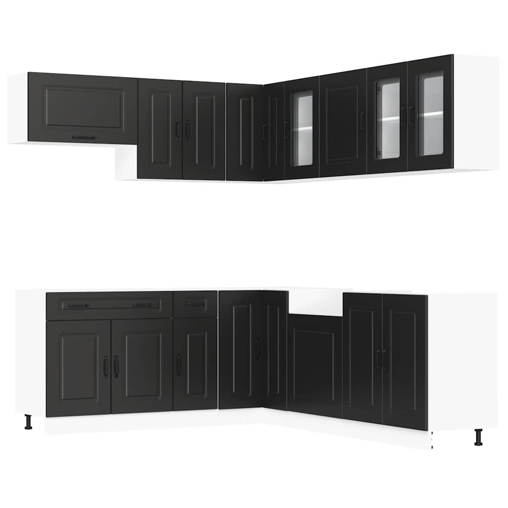11 Piece Kitchen Cabinet Set Kalmar Black Engineered Wood - Bargainia.com - 