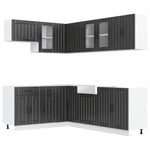 11 Piece Kitchen Cabinet Set Lucca Black Engineered Wood - Bargainia.com - 