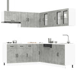 11 Piece Kitchen Cabinet Set Lucca Concrete Grey Engineered Wood - Bargainia.com - 