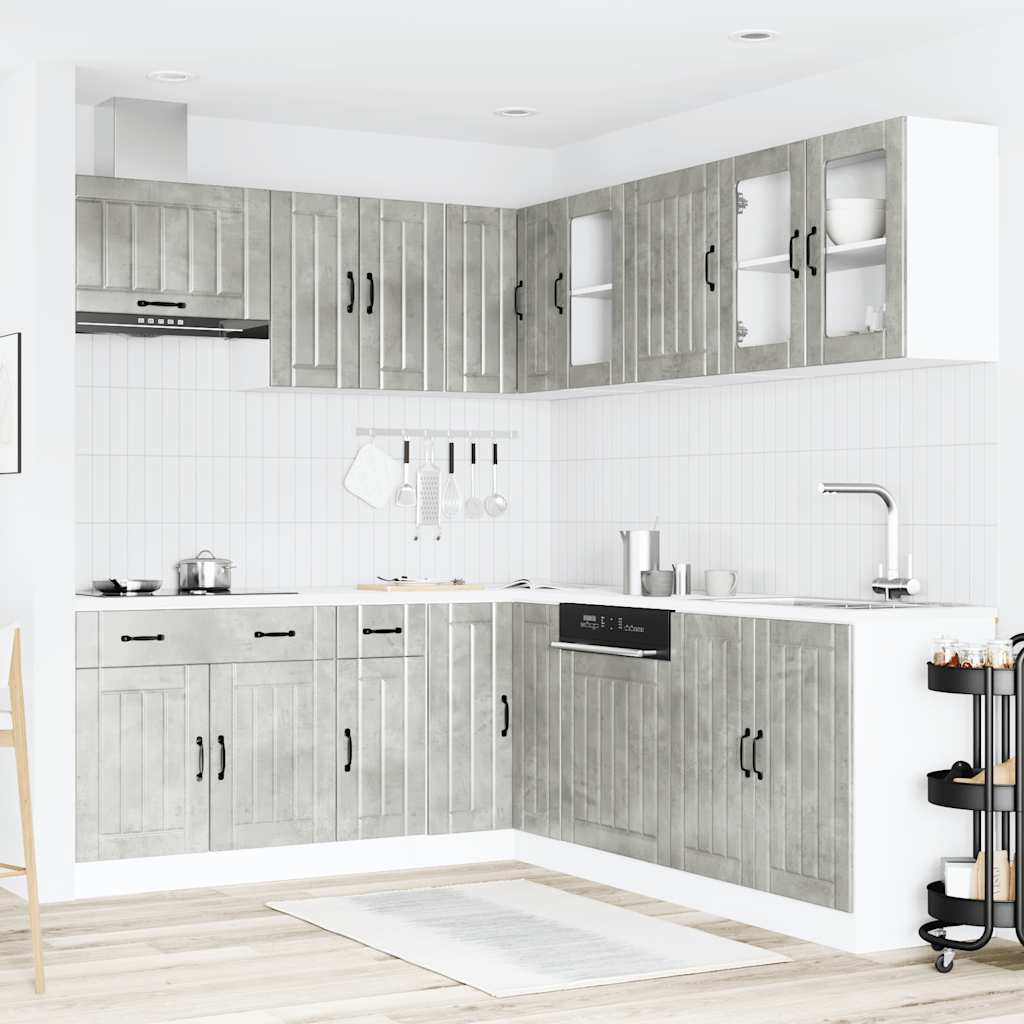 11 Piece Kitchen Cabinet Set Lucca Concrete Grey Engineered Wood - Bargainia.com - 8721158505330 - 3314925