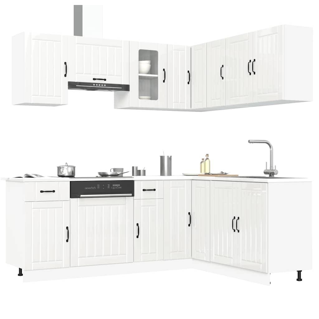 11 Piece Kitchen Cabinet Set Lucca Gloss White Engineered Wood - Bargainia.com - 8721158505613 - 3314953