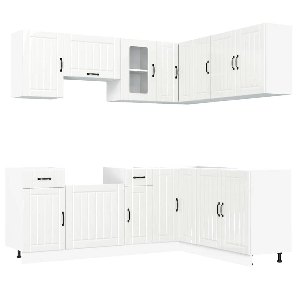 11 Piece Kitchen Cabinet Set Lucca Gloss White Engineered Wood - Bargainia.com - 