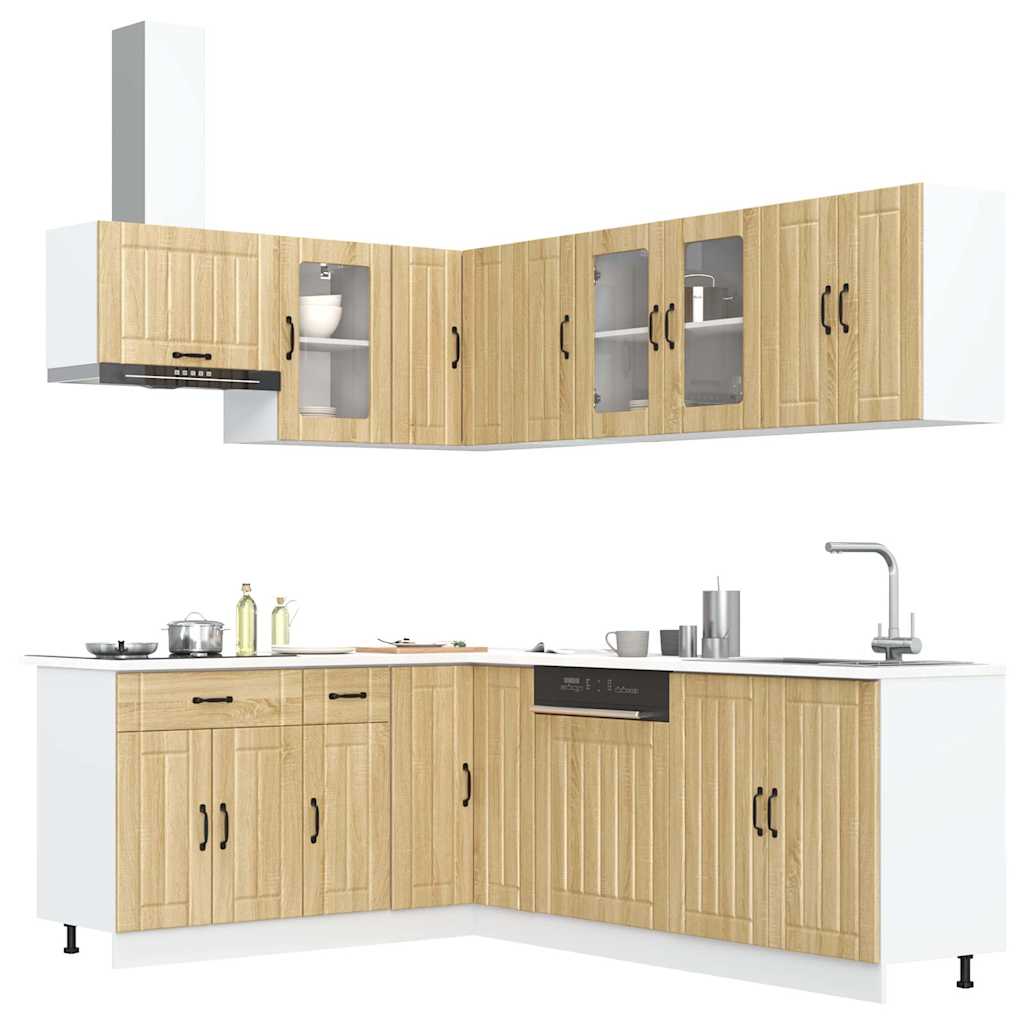 11 Piece Kitchen Cabinet Set Lucca Sonoma Oak Engineered Wood - Bargainia.com - 