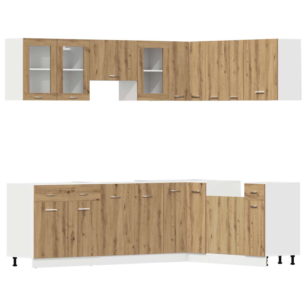 11 Piece Kitchen Cabinet Set Lyon Artisan Oak Engineered Wood - Bargainia.com - 8721158715043 - 3328578