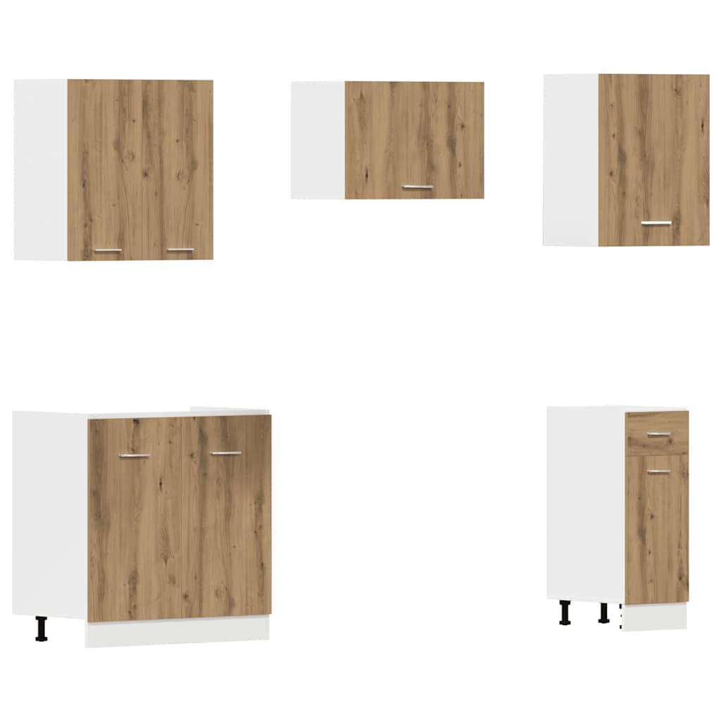 11 Piece Kitchen Cabinet Set Lyon Artisan Oak Engineered Wood - Bargainia.com - 8721158715043 - 3328578