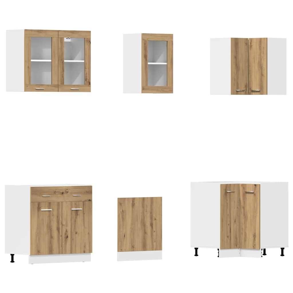 11 Piece Kitchen Cabinet Set Lyon Artisan Oak Engineered Wood - Bargainia.com - 8721158715043 - 3328578