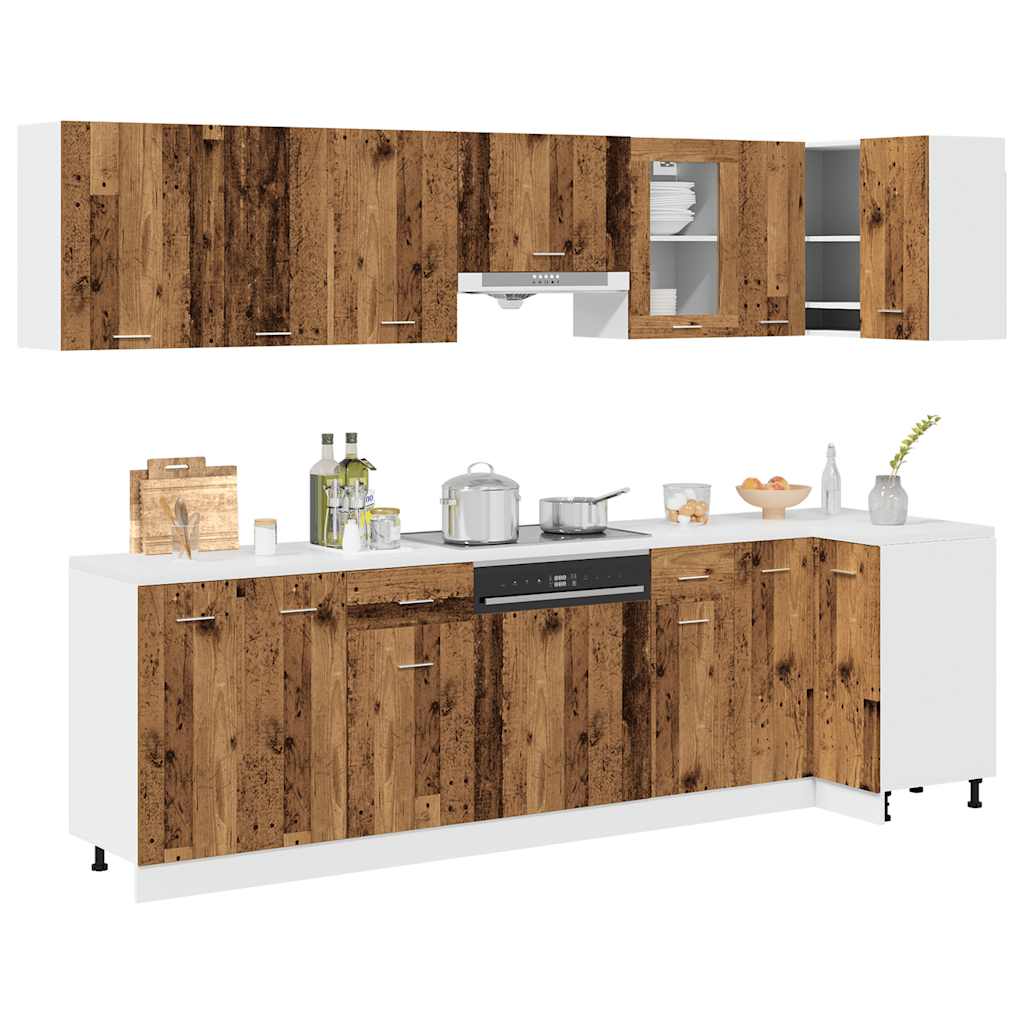 11 Piece Kitchen Cabinet Set Lyon Old Wood Engineered Wood - Bargainia.com - 
