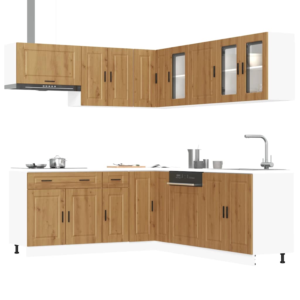 11 Piece Kitchen Cabinet Set Porto Artisan Oak Engineered Wood - Bargainia.com - 