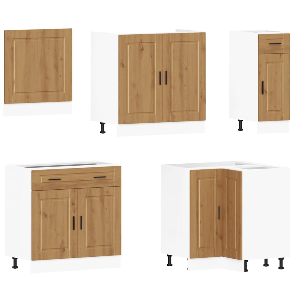 11 Piece Kitchen Cabinet Set Porto Artisan Oak Engineered Wood - Bargainia.com - 