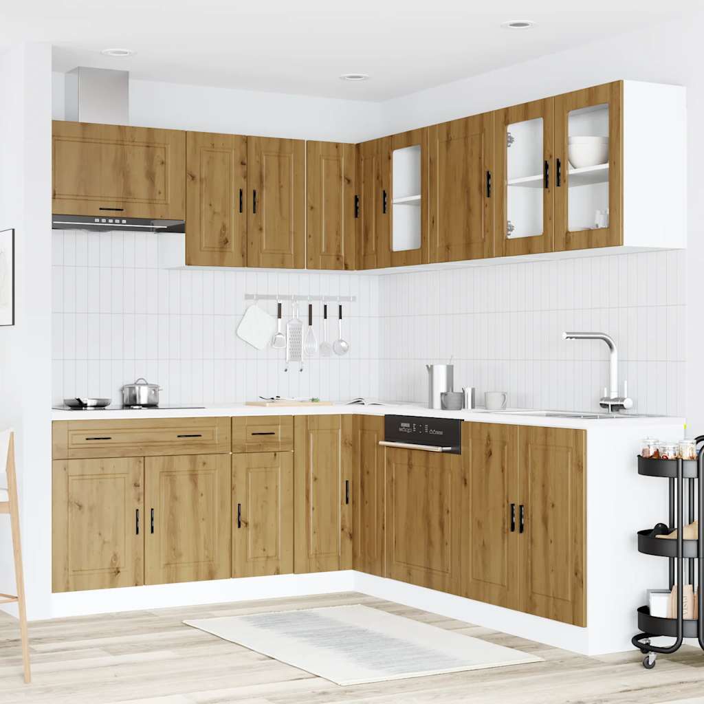11 Piece Kitchen Cabinet Set Porto Artisan Oak Engineered Wood - Bargainia.com - 