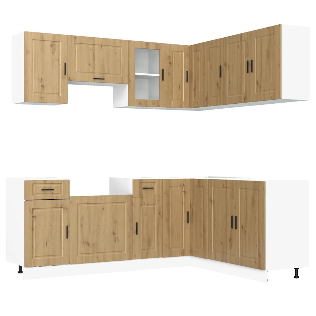 11 Piece Kitchen Cabinet Set Porto Artisan Oak Engineered Wood - Bargainia.com - 8721158505781 - 3314970