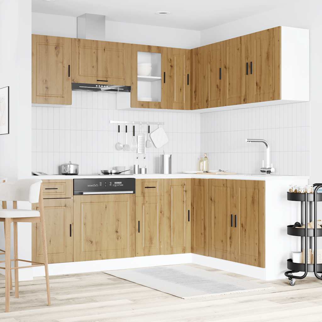 11 Piece Kitchen Cabinet Set Porto Artisan Oak Engineered Wood - Bargainia.com - 