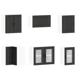 11 Piece Kitchen Cabinet Set Porto Black Engineered Wood - Bargainia.com - 