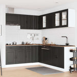 11 Piece Kitchen Cabinet Set Porto Black Engineered Wood - Bargainia.com - 