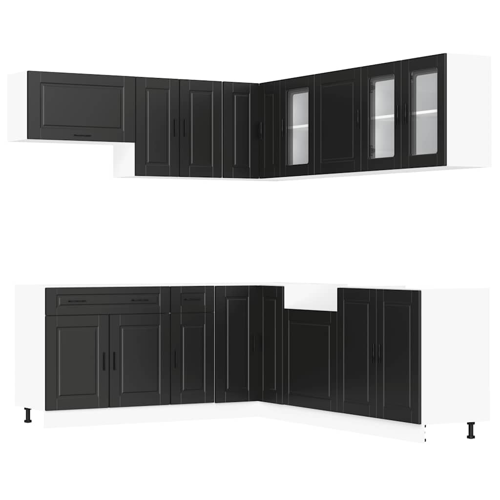11 Piece Kitchen Cabinet Set Porto Black Engineered Wood - Bargainia.com - 