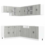 11 Piece Kitchen Cabinet Set Porto Grey Sonoma Engineered Wood - Bargainia.com - 