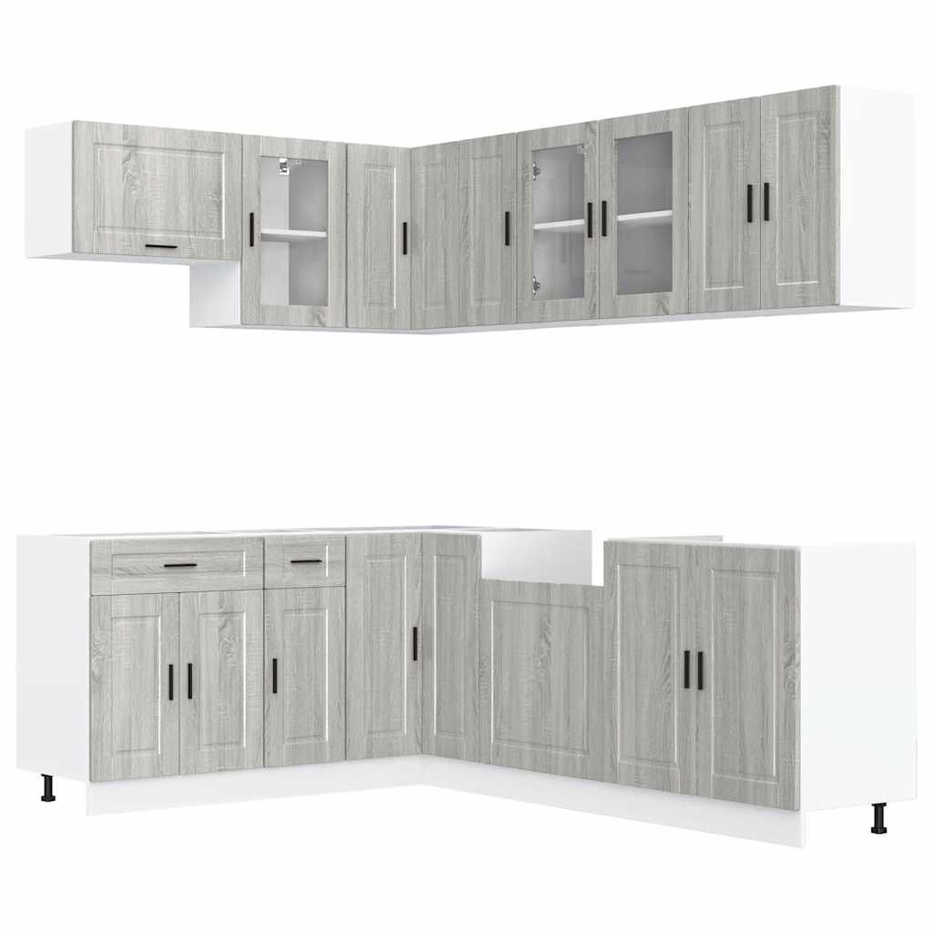 11 Piece Kitchen Cabinet Set Porto Grey Sonoma Engineered Wood - Bargainia.com - 