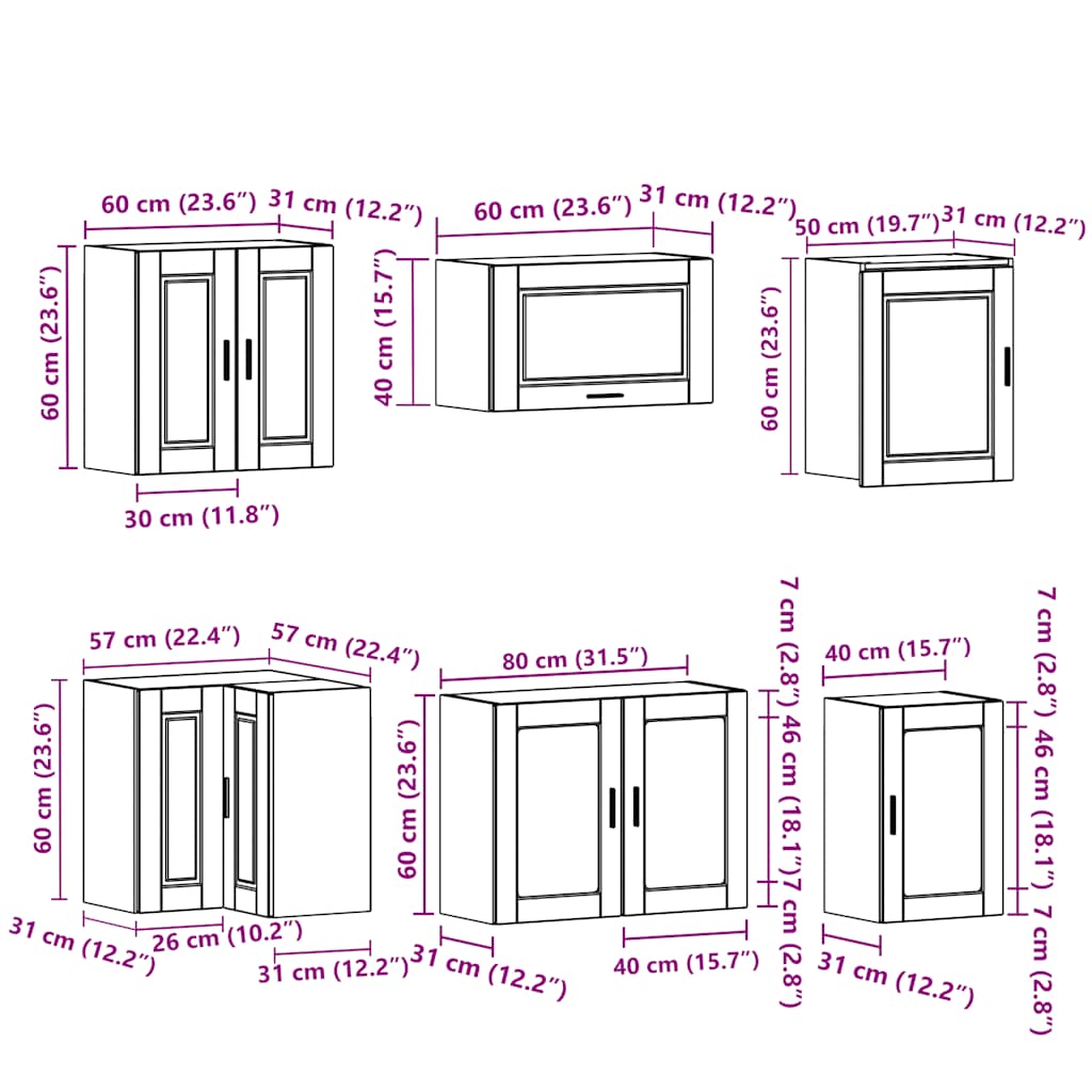 11 Piece Kitchen Cabinet Set Porto Grey Sonoma Engineered Wood - Bargainia.com - 