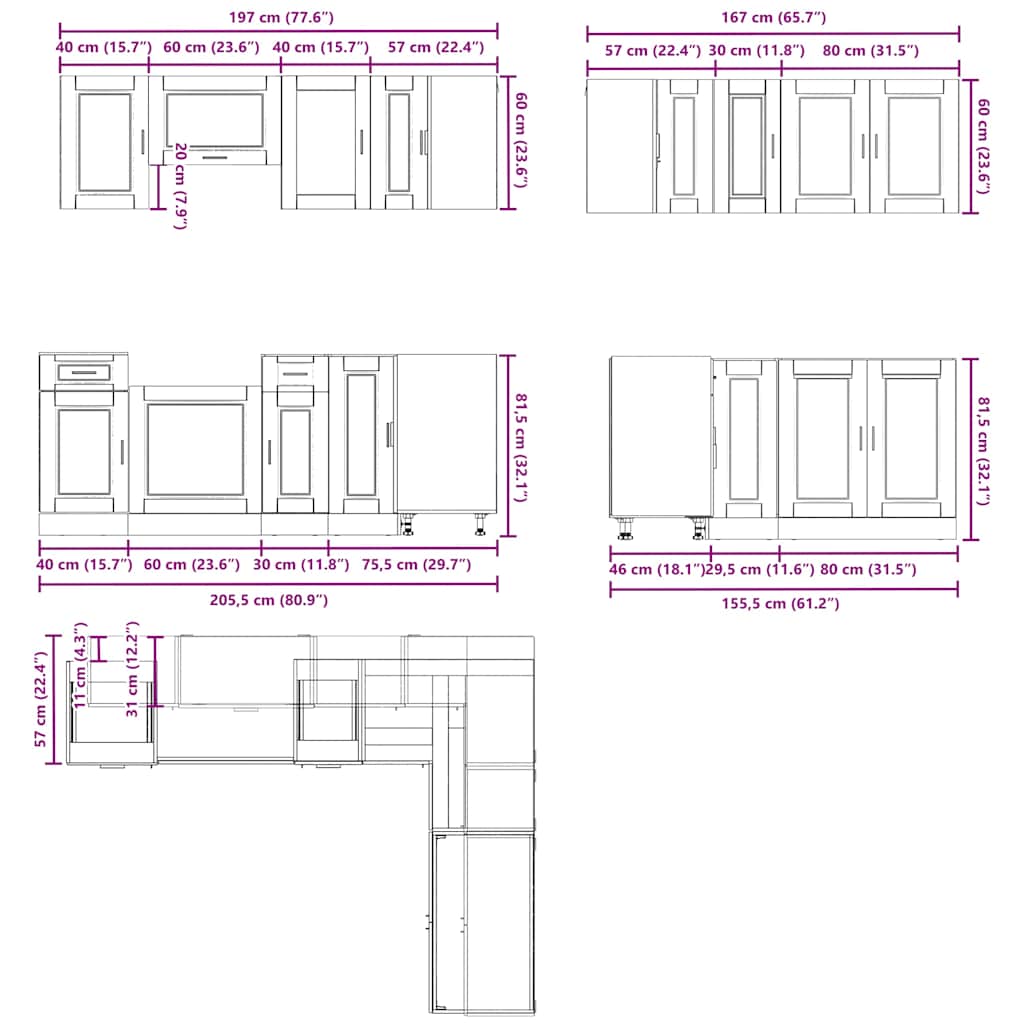 11 Piece Kitchen Cabinet Set Porto White Engineered Wood - Bargainia.com - 8721158505699 - 3314961