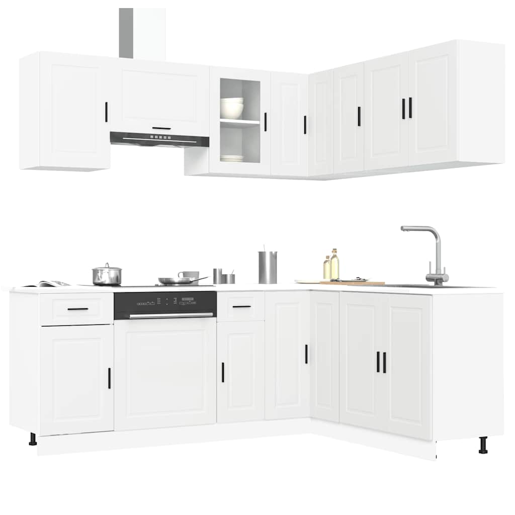 11 Piece Kitchen Cabinet Set Porto White Engineered Wood - Bargainia.com - 