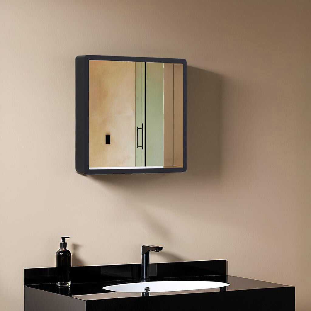 Bisha Small Black Wall Mirror With Gold Edge