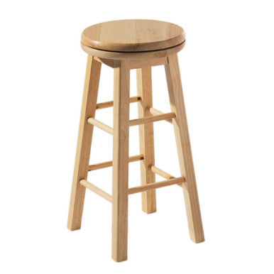 Chester Natural Hevea Wood Revolving Bar Stool
