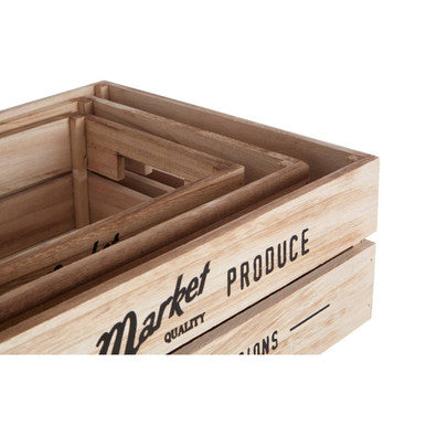 Naresso Natural Wood Set of 3 Provision Crates