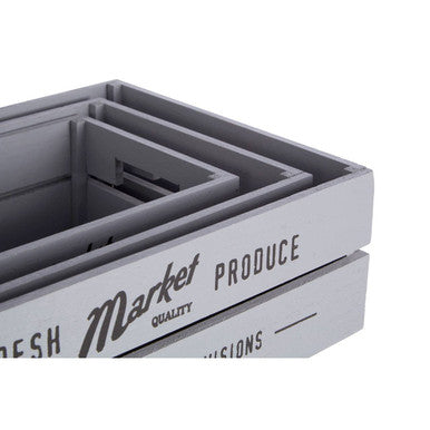 Naresso Grey Wood Set of 3 Provision Crates