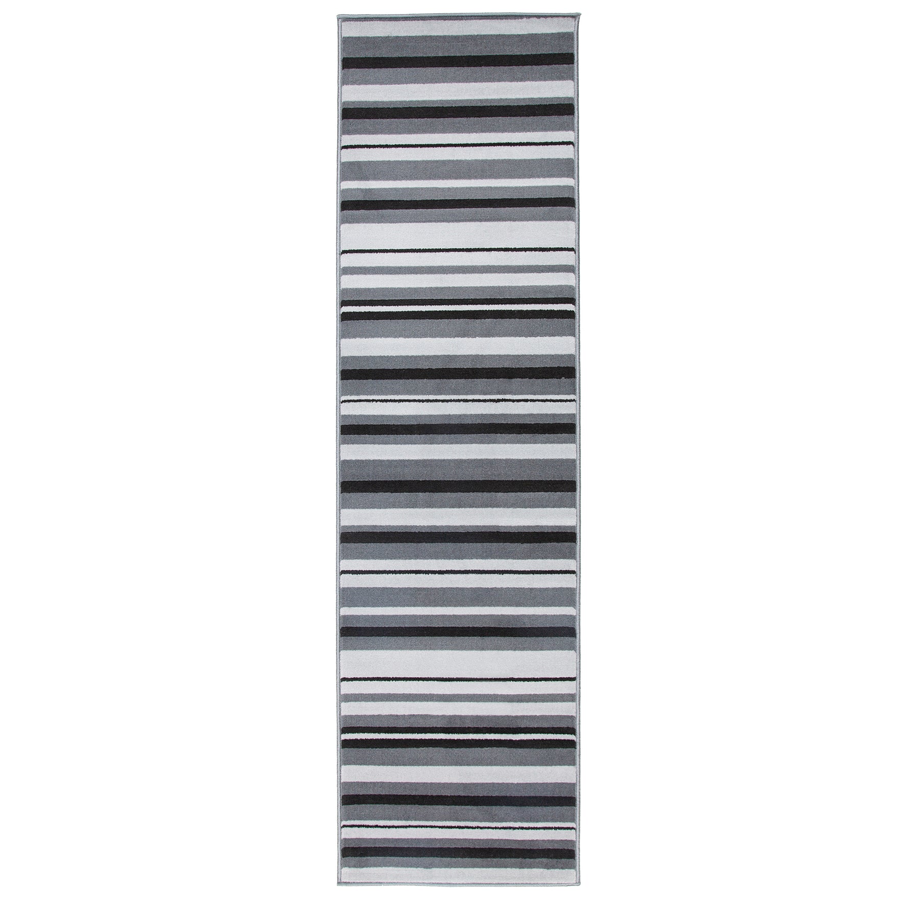 Grey Lines Striped Runner Rug | Hessian Backed Flexible Stair & Hallway Carpet Runner