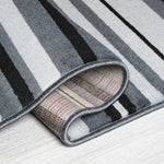 Grey Lines Striped Runner Rug | Hessian Backed Flexible Stair & Hallway Carpet Runner