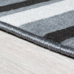 Grey Lines Striped Runner Rug | Hessian Backed Flexible Stair & Hallway Carpet Runner