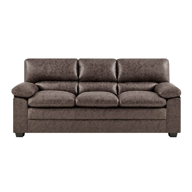 Oxford Bonded Faux Leather Sofa Suite - Chocolate Brown-Bargainia.com