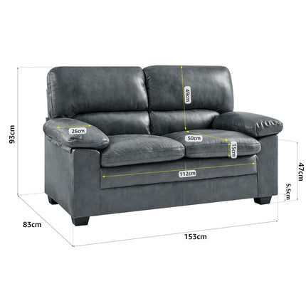 Oxford Bonded Faux Leather Sofa Suite - Slate Grey-Bargainia.com