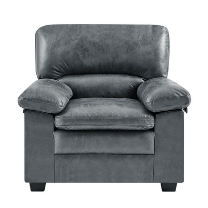 Oxford Bonded Faux Leather Sofa Suite - Slate Grey-Bargainia.com